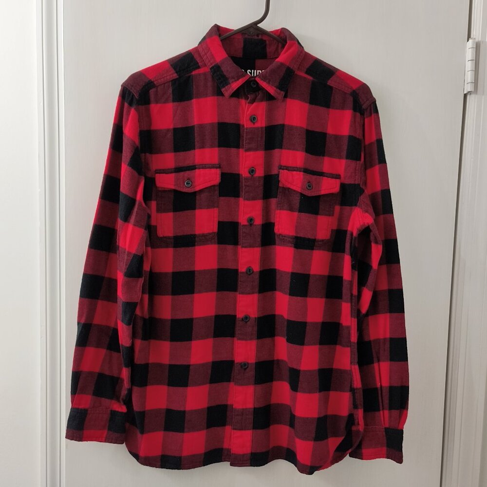 Men's Mossimo Red Buffalo Plaid Flannel Button-Down Shirt - Men's Medium